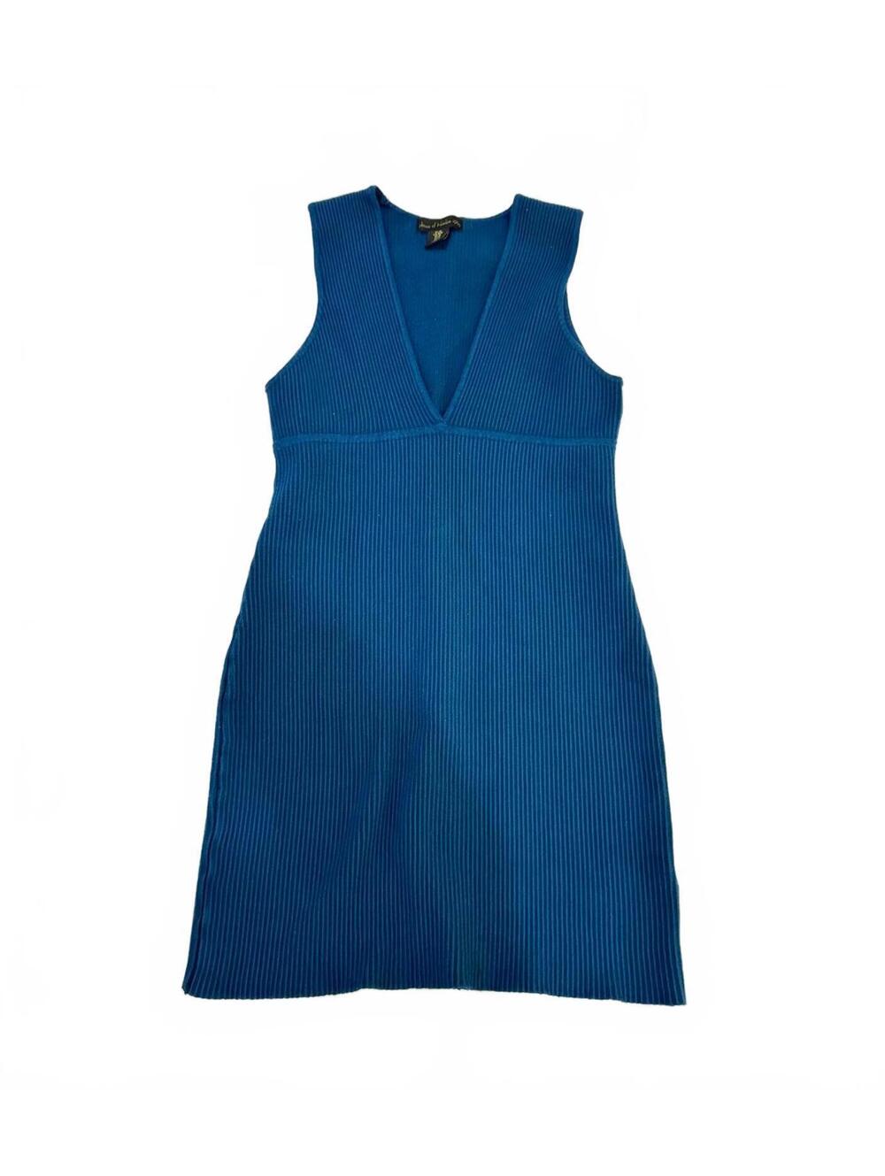 House of Harlow 1960 Teal Ribbed V-Neck Mini Dress Medium